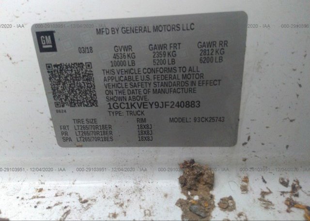 1GC1KVEY9JF240883 2018 CHEVROLET SILVERADO 2500HD