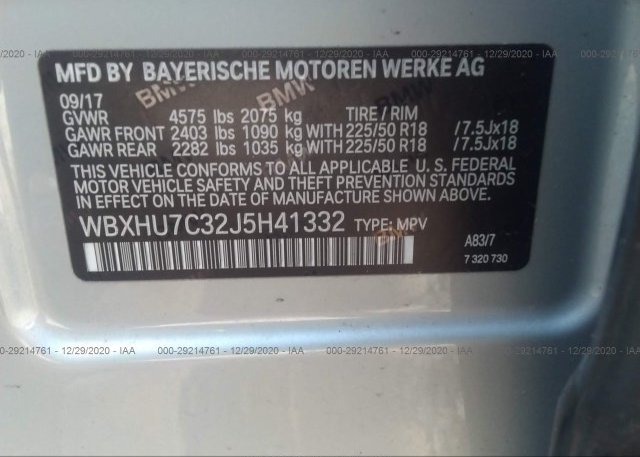 WBXHU7C32J5H41332 2018 BMW X1
