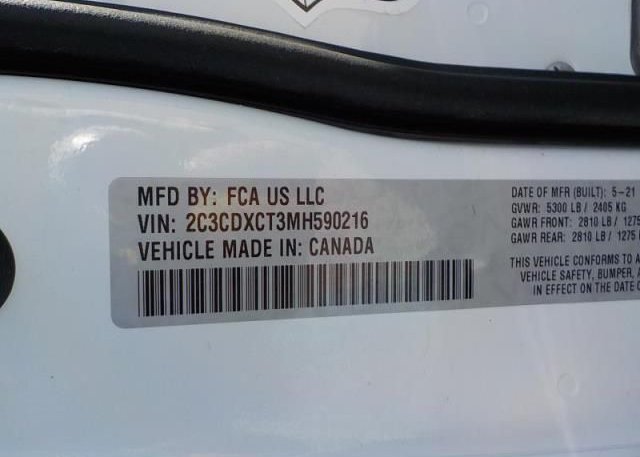 2021 DODGE CHARGER(VIN: 2C3CDXCT3MH590216