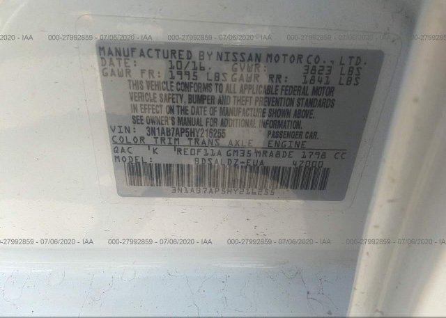 3N1AB7AP5HY216255 2017 Nissan SENTRA