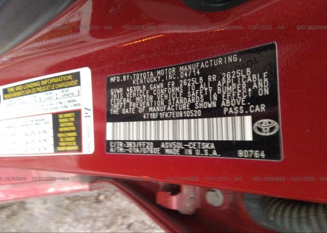 4T1BF1FK7EU810520 2014 TOYOTA CAMRY