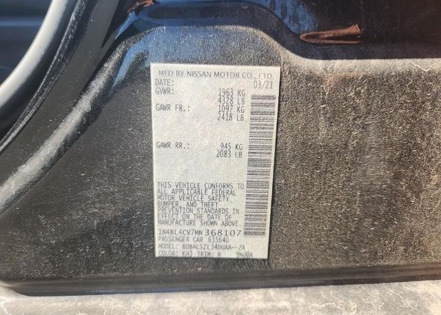2021 NISSAN ALTIMA(VIN: 1N4BL4CV7MN368107