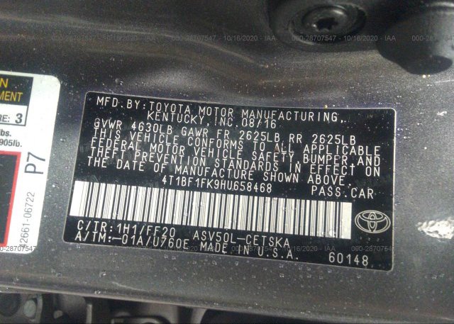 4T1BF1FK9HU658468 2017 TOYOTA CAMRY