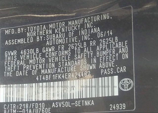 4T4BF1FK4ER424482 2014 TOYOTA CAMRY