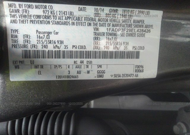 1FADP3F29EL428426 2014 FORD FOCUS
