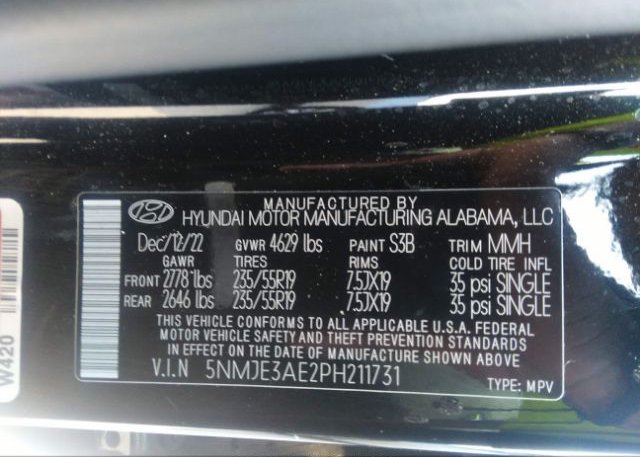 2023 HYUNDAI TUCSON(VIN: 5NMJE3AE2PH211731