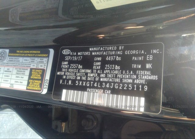 5XXGT4L34JG225119 2018 KIA OPTIMA