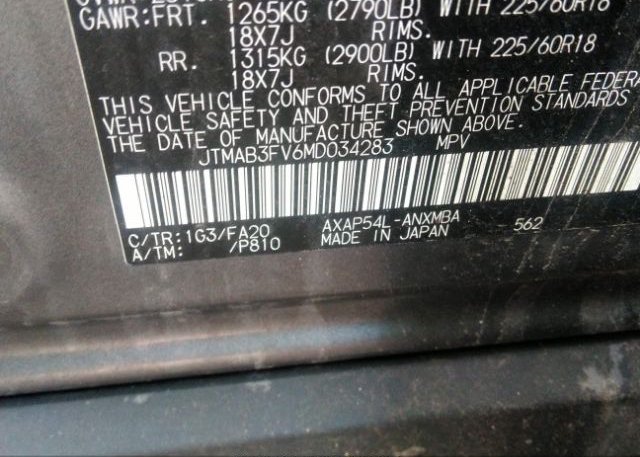 2021 TOYOTA RAV4 PRIME(VIN: JTMAB3FV6MD034283
