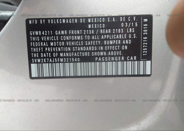 3VW2K7AJ5FM321540 2015 Volkswagen JETTA SEDAN