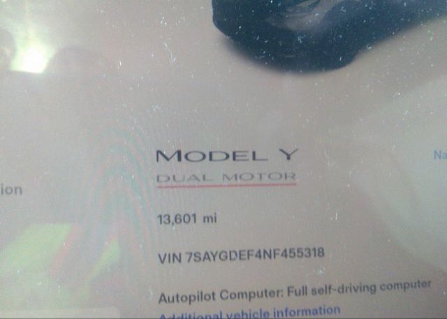 2022 TESLA MODEL Y(VIN: 7SAYGDEF4NF455318