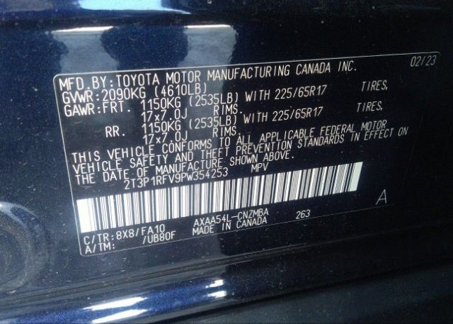 2023 TOYOTA RAV4(VIN: 2T3P1RFV9PW354253