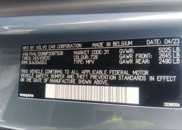 2023 VOLVO XC40(VIN: YV4L12UN8P2087508