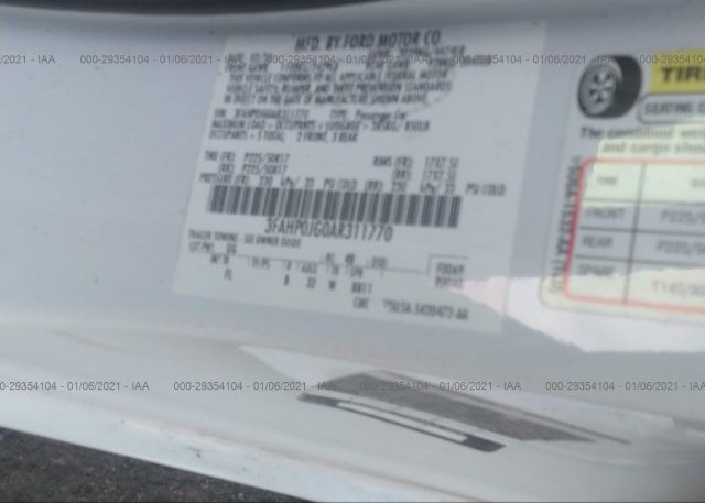 3FAHP0JG0AR311770 2010 FORD FUSION