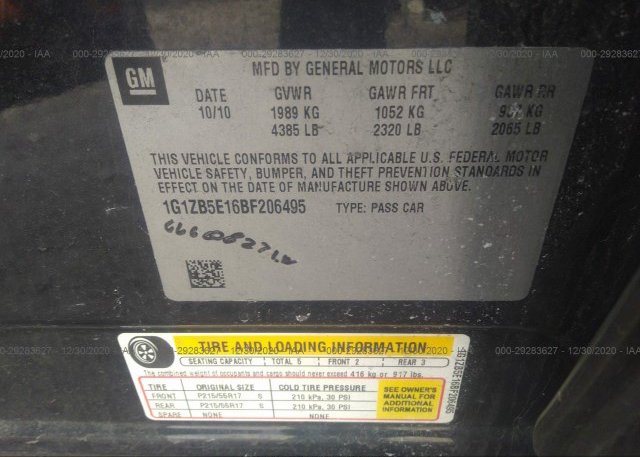 1G1ZB5E16BF206495 2011 CHEVROLET MALIBU