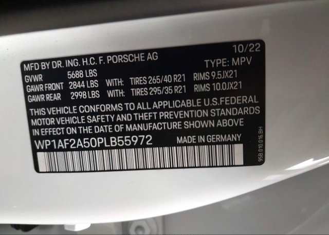 2023 PORSCHE MACAN(VIN: WP1AF2A50PLB55972