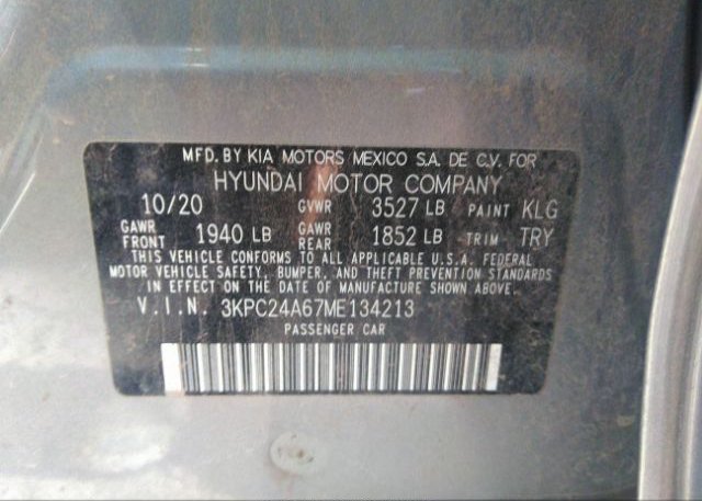 2021 HYUNDAI ACCENT(VIN: 3KPC24A67ME134213