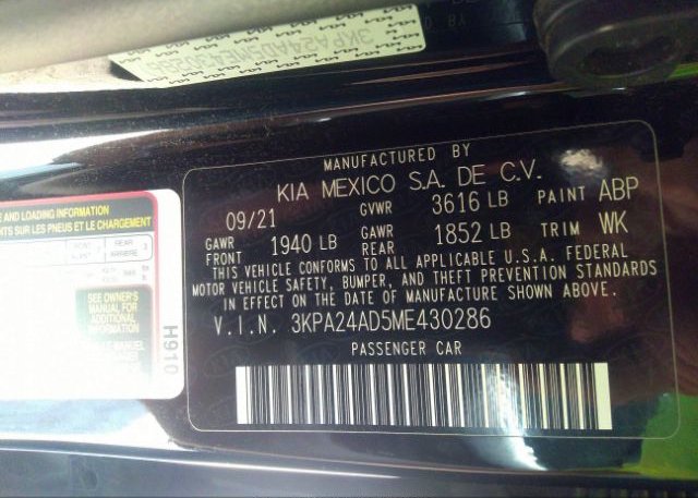 2021 KIA RIO(VIN: 3KPA24AD5ME430286