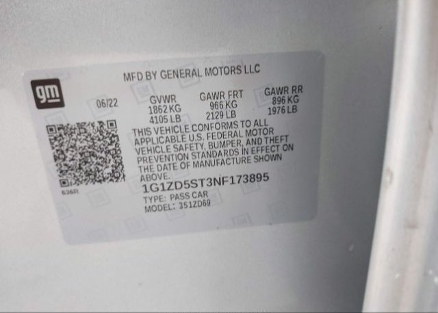 2022 CHEVROLET MALIBU(VIN: 1G1ZD5ST3NF173895