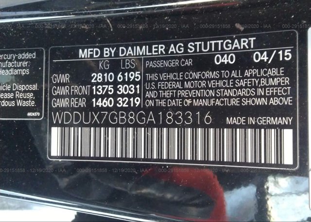 WDDUX7GB8GA183316 2016 MERCEDES-BENZ S-CLASS