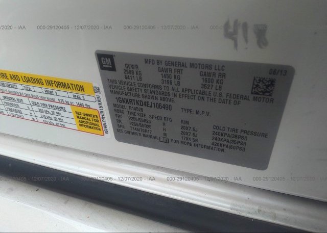 1GKKRTKD4EJ106490 2014 GMC ACADIA