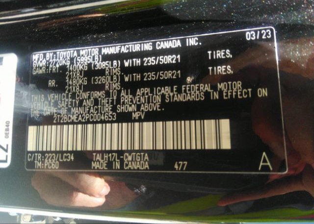 2023 LEXUS RX(VIN: 2T2BCMEA2PC004653