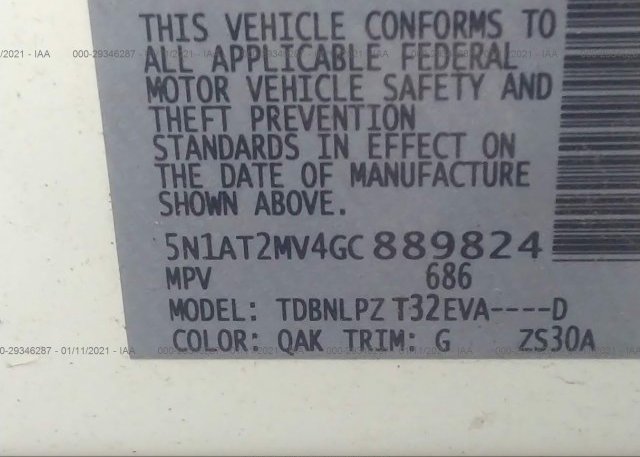 5N1AT2MV4GC889824 2016 NISSAN ROGUE