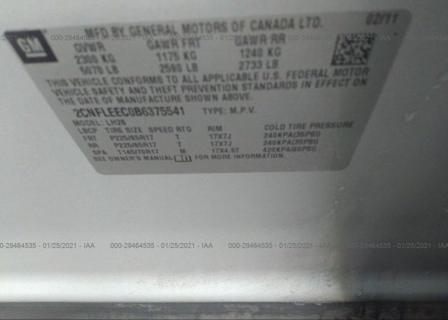 2CNFLEEC0B6375541 2011 CHEVROLET EQUINOX