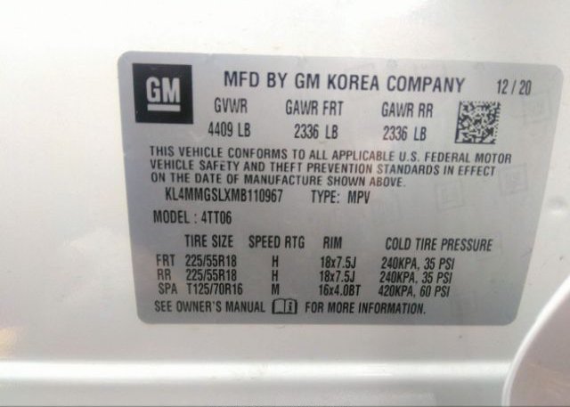 2021 BUICK ENCORE GX(VIN: KL4MMGSLXMB110967