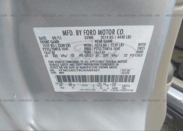 1FMCU0C79CKA85421 2012 FORD ESCAPE