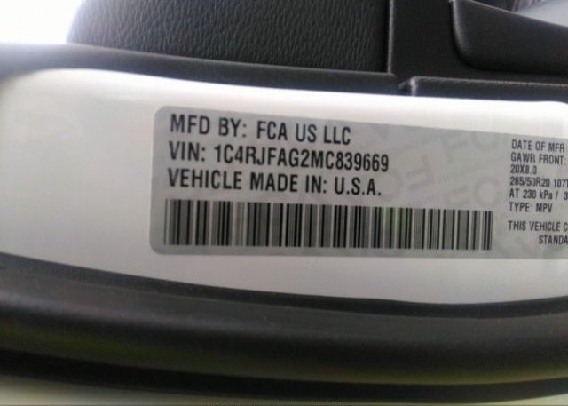2021 JEEP GRAND CHEROKEE(VIN: 1C4RJFAG2MC839669