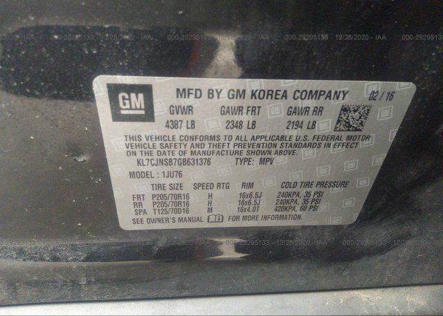 KL7CJNSB7GB631376 2016 CHEVROLET TRAX