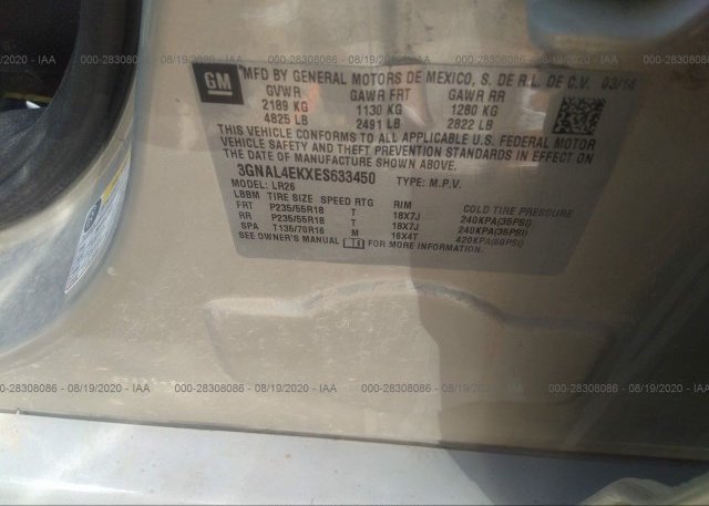 3GNAL4EKXES633450 2014 CHEVROLET CAPTIVA SPORT FLEET