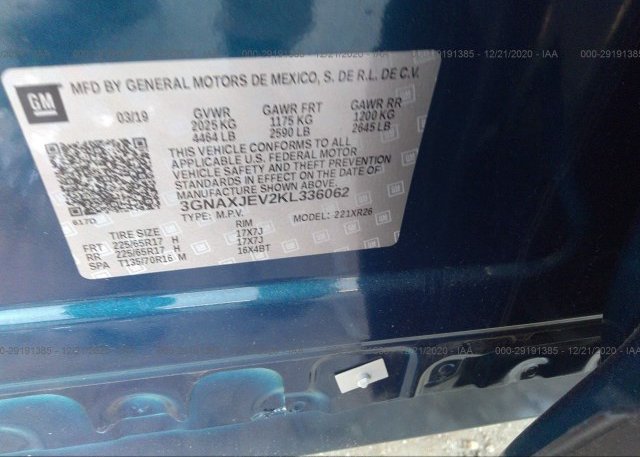 3GNAXJEV2KL336062 2019 CHEVROLET EQUINOX