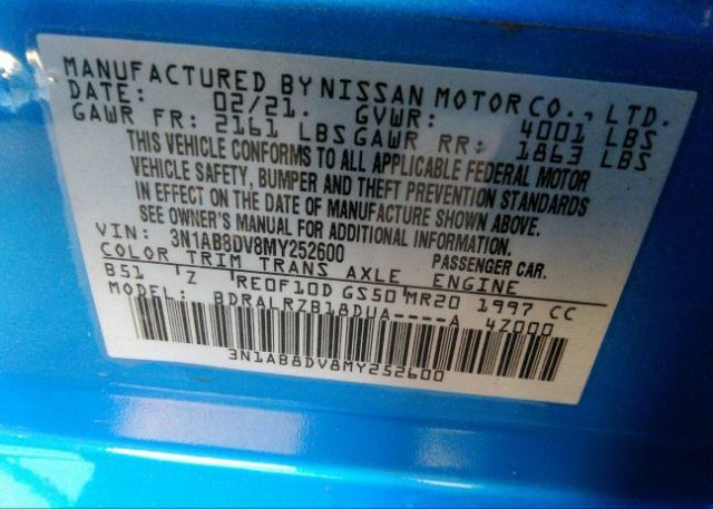 2021 NISSAN SENTRA(VIN: 3N1AB8DV8MY252600
