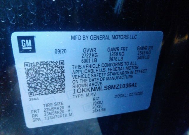 2021 GMC ACADIA(VIN: 1GKKNMLS8MZ103641