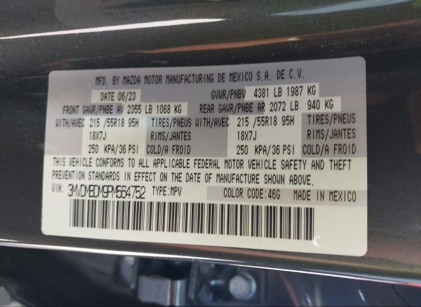 2023 MAZDA CX-30 2.5 S PREMIUM(VIN: 3MVDMBDM9PM564752