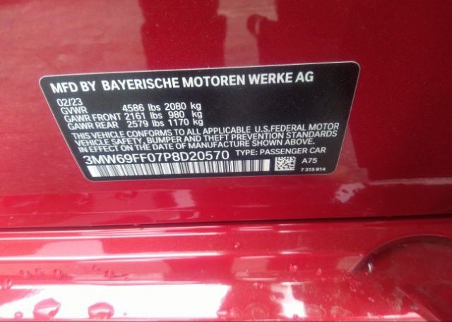 2023 BMW 3 SERIES(VIN: 3MW69FF07P8D20570
