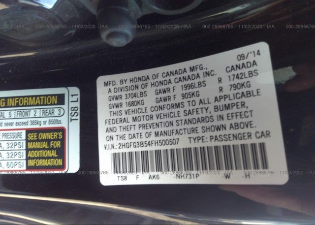 2HGFG3B54FH500507 2015 HONDA CIVIC COUPE
