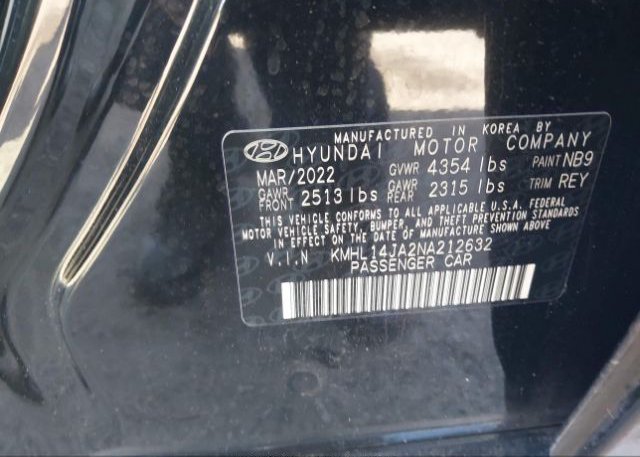 2022 HYUNDAI SONATA(VIN: KMHL14JA2NA212632