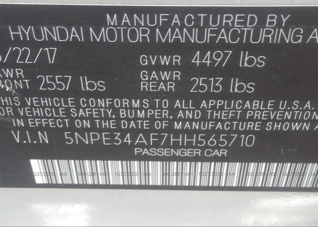 5NPE34AF7HH565710 2017 HYUNDAI SONATA