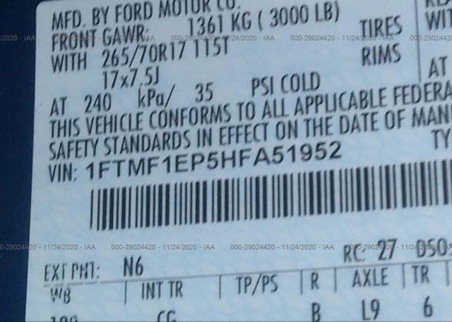 1FTMF1EP5HFA51952 2017 FORD F-150