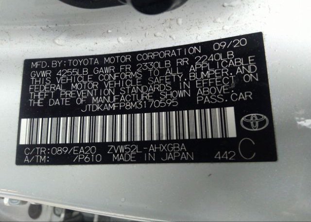 2021 TOYOTA PRIUS PRIME(VIN: JTDKAMFP8M3170595
