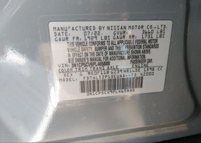 2023 NISSAN KICKS(VIN: 3N1CP5CV9PL465888