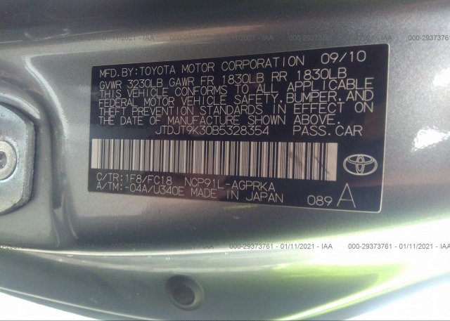 JTDJT9K30B5328354 2011 TOYOTA YARIS