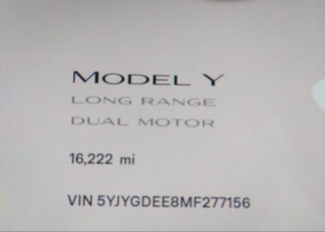 2021 TESLA MODEL Y(VIN: 5YJYGDEE8MF277156