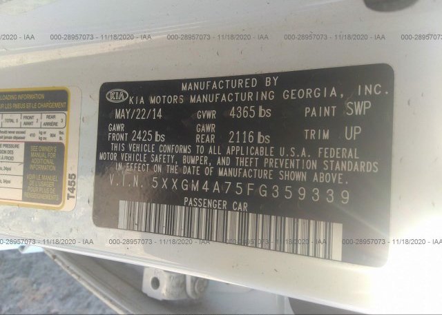 5XXGM4A75FG359339 2015 KIA OPTIMA