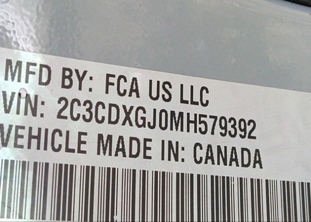 2021 DODGE CHARGER(VIN: 2C3CDXGJ0MH579392