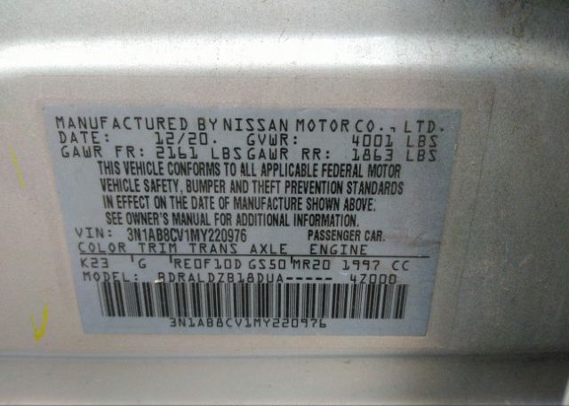 2021 NISSAN SENTRA(VIN: 3N1AB8CV1MY220976