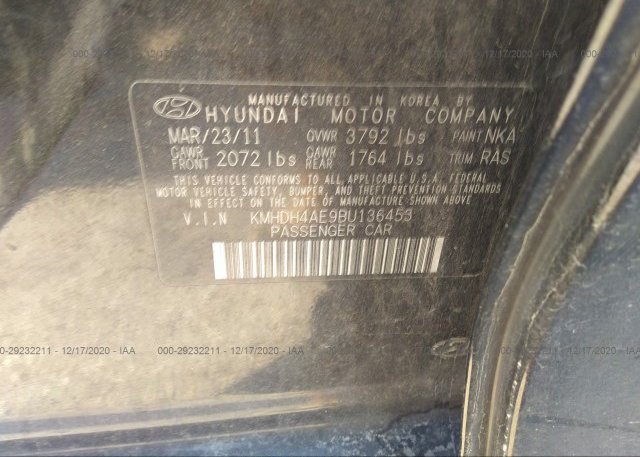 KMHDH4AE9BU136453 2011 HYUNDAI ELANTRA