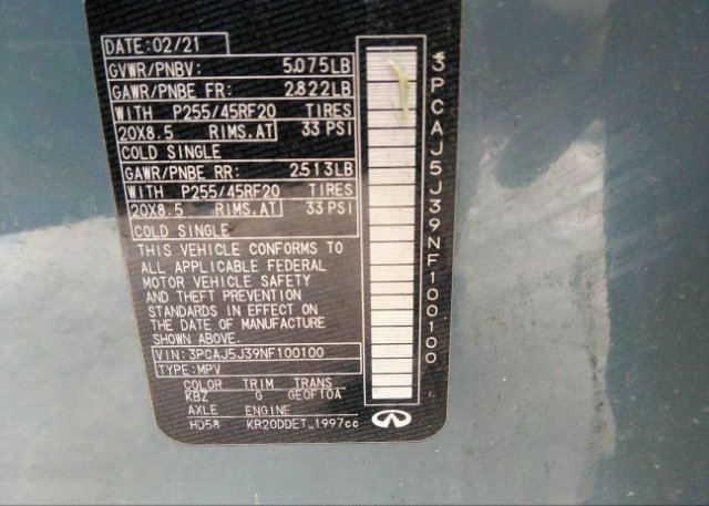 2022 INFINITI QX55(VIN: 3PCAJ5J39NF100100